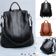 Load image into Gallery viewer, Women Backpacks Anti-theft PU Leather Backpack Female Double Shoulder School Bag Travel Shoulder Bags Rucksack Lady Packsack